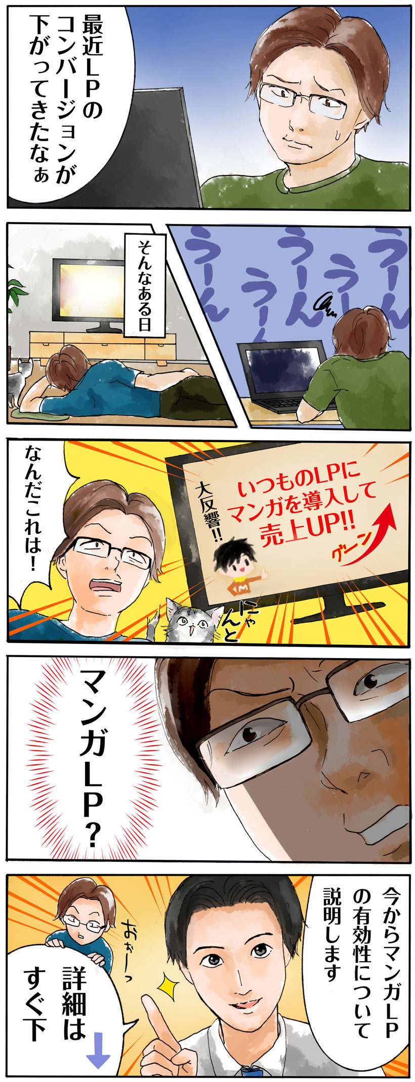 マンガでlp コンバージョンが下がったとお悩みのあなたに